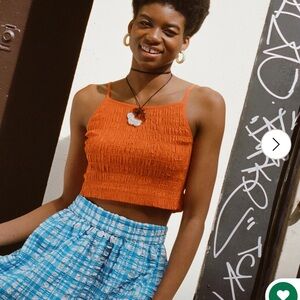 Wray orange smocked tank large NWT